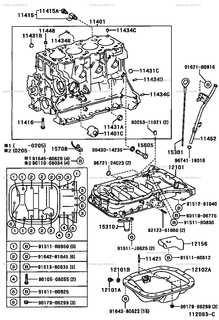 Cylinder block for Toyota RAV4 CA20W, 2 generation 05.2000 - 07.2003 ...