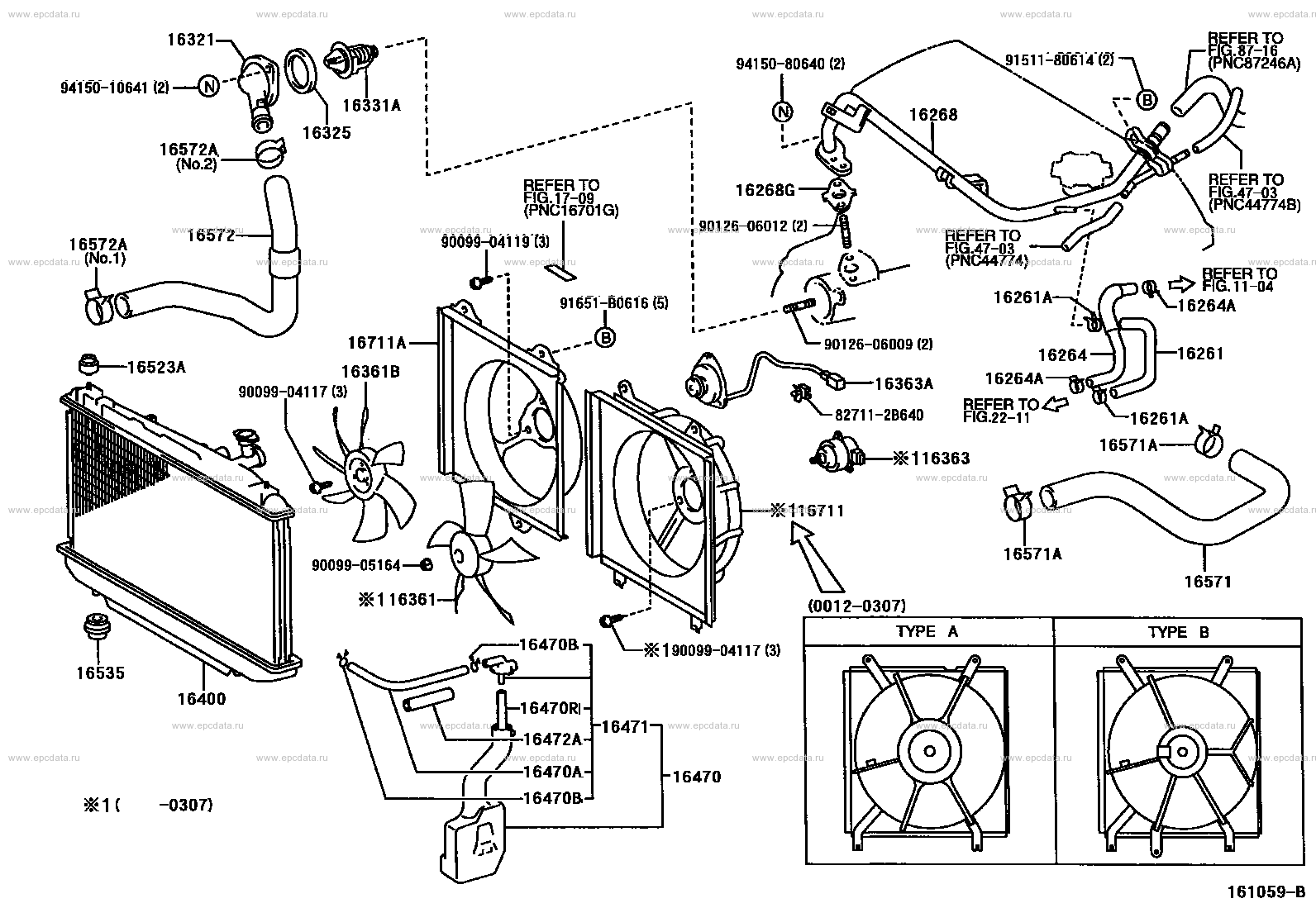 Radiator & water outlet for Toyota RAV4 CA20, 2 generation