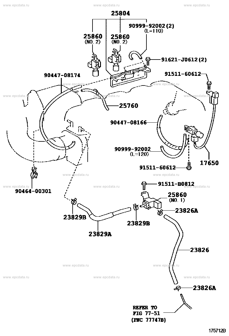 Vacuum piping for Toyota Land Cruiser 200, 11 generation 09.2007 - 03. ...