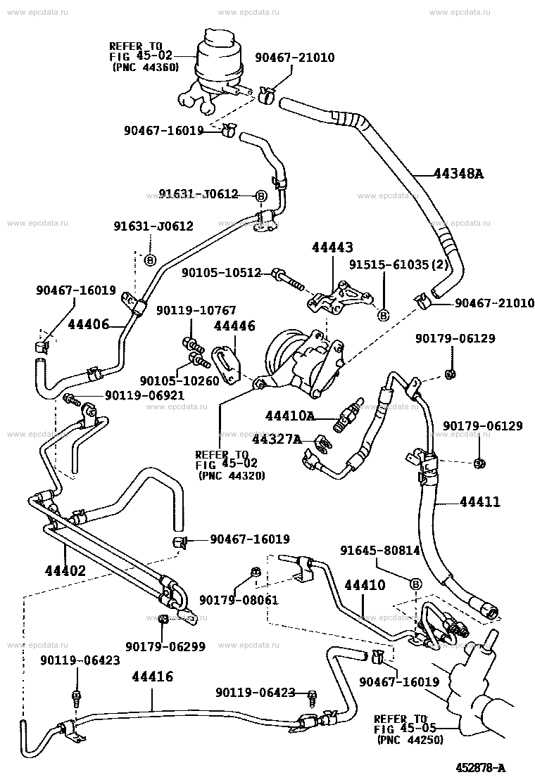 Toyota Camry XV30 power steering tube, 6 generation 07.2001 - 09.2006 ...