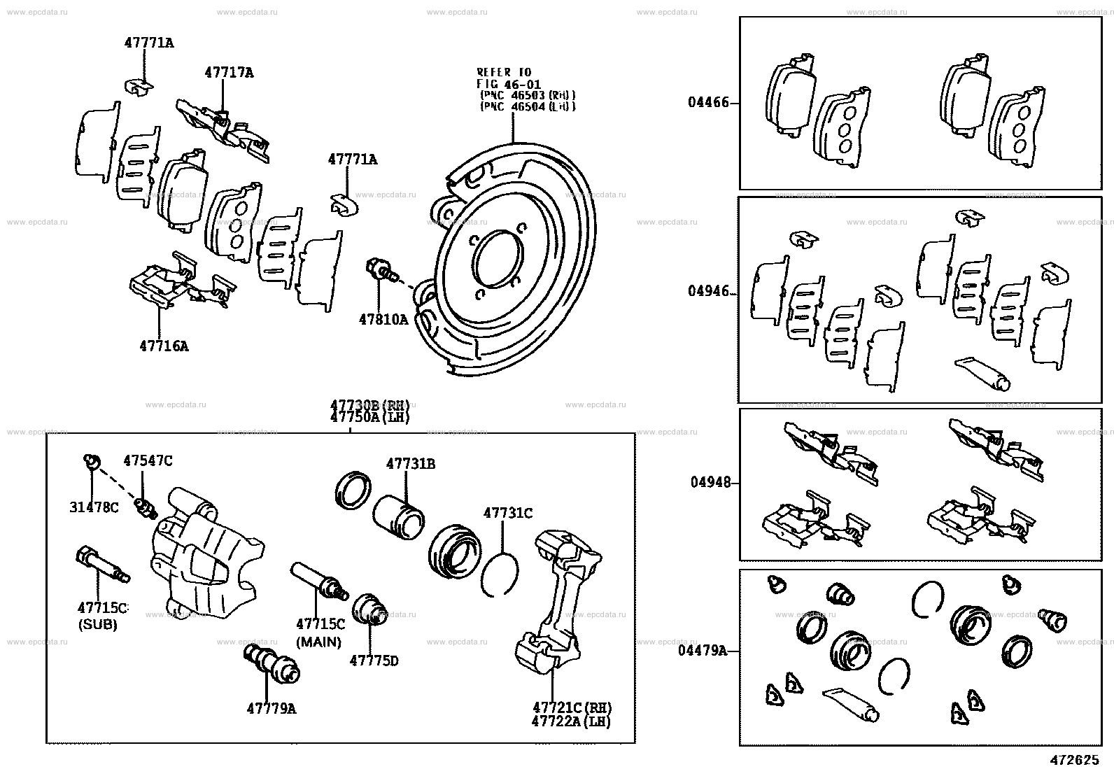 Toyota Camry XV30 rear disc brake caliper & dust cover, 6 generation 07 ...