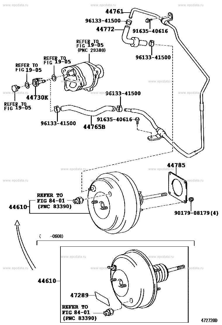 Brake booster & vacuum tube for Toyota Hiace XH10, 5 generation 08.1995 ...