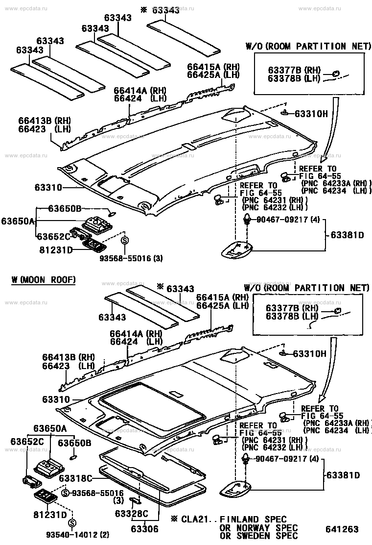 Roof Headlining & Silencer Pad For Toyota Rav4 Ca20, 2 Generation 