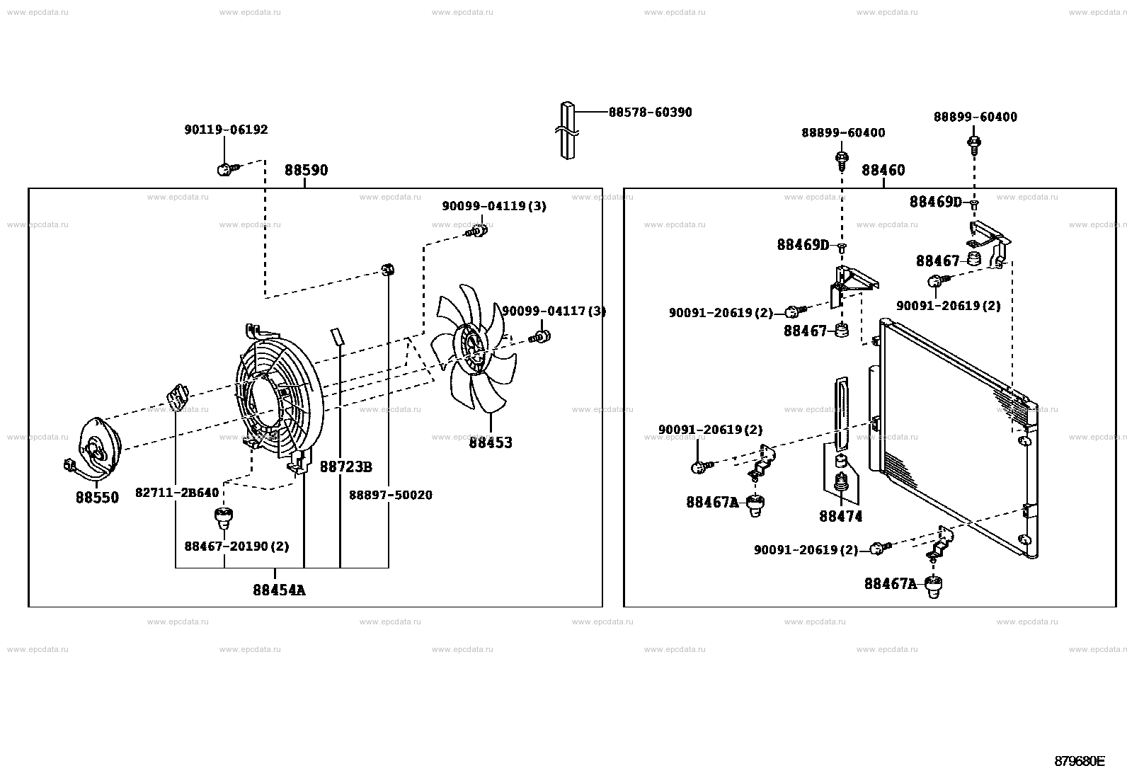 Heating & air conditioning - cooler piping for Toyota Land Cruiser 200