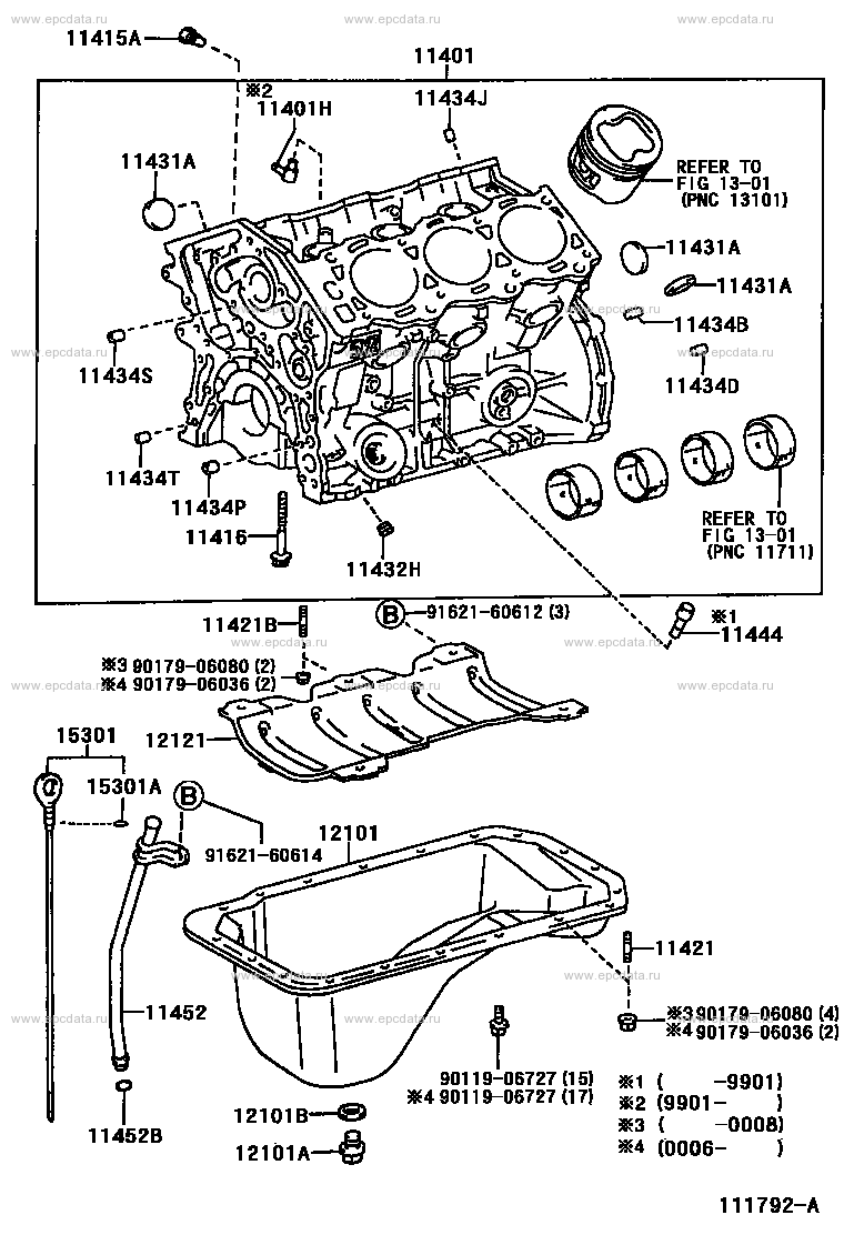 Cylinder block for Toyota 4Runner N180, 3 generation, restyling 08.1999 ...