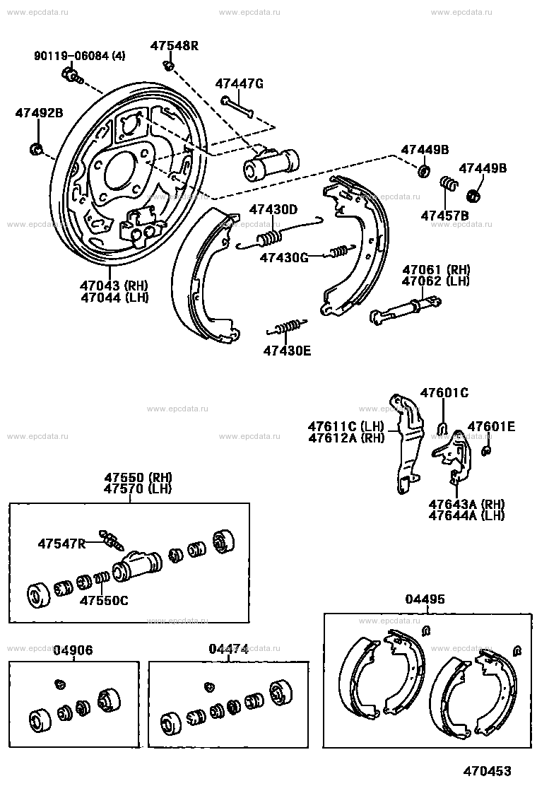 Rear drum brake wheel cylinder & backing plate for Toyota RAV4 XA10, 1 ...