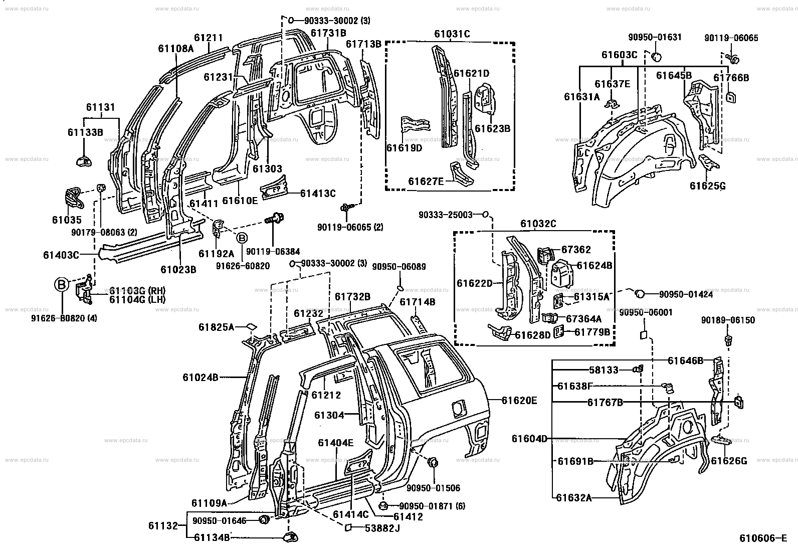 Side member for Toyota RAV4 XA10, 1 generation, restyling 09.1997 - 06. ...