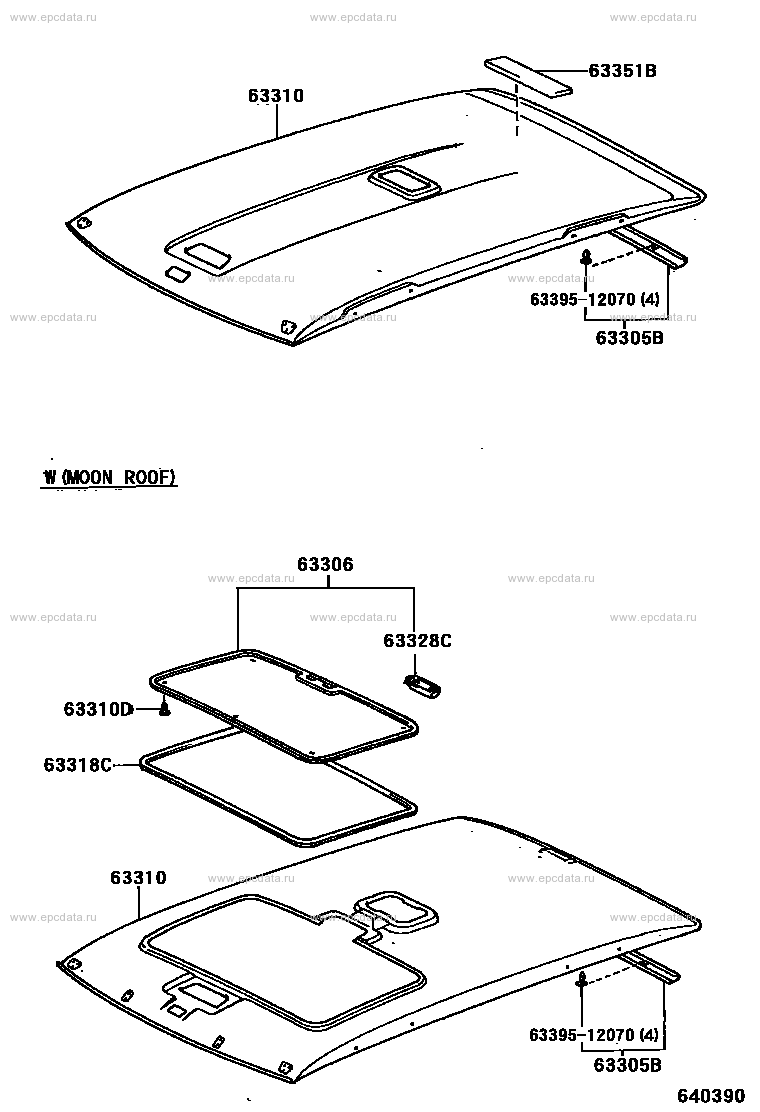 Roof headlining & silencer pad for Toyota RAV4 XA10, 1 generation 05. ...