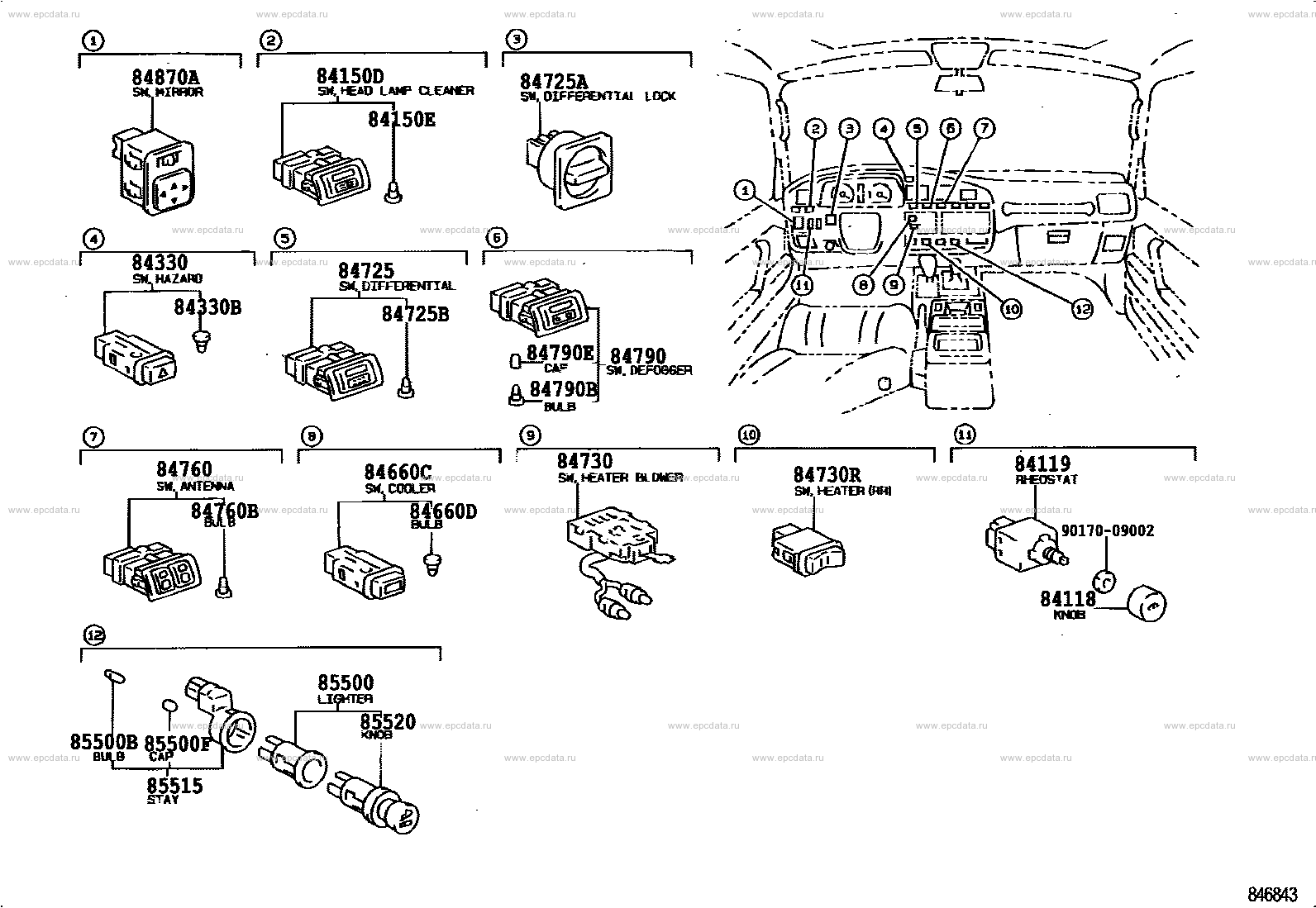 Switch & relay & computer for Toyota Land Cruiser 80, 9 generation