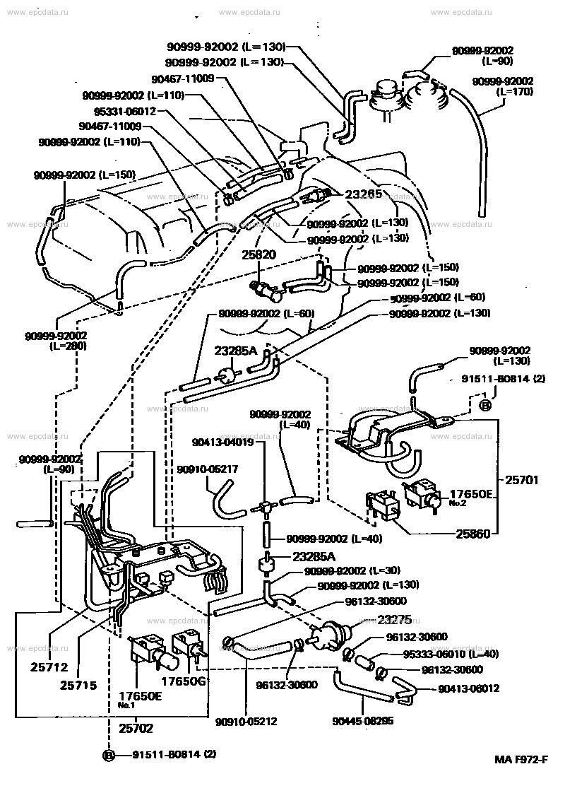 Vacuum piping for Toyota Land Cruiser 80, 9 generation 01.1990 - 12. ...