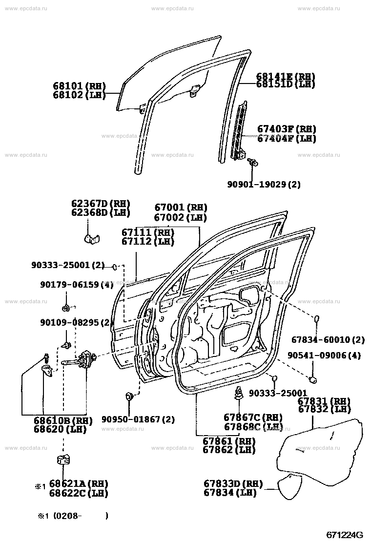 Front door panel & glass for Toyota Land Cruiser FZJ100 - Amayama