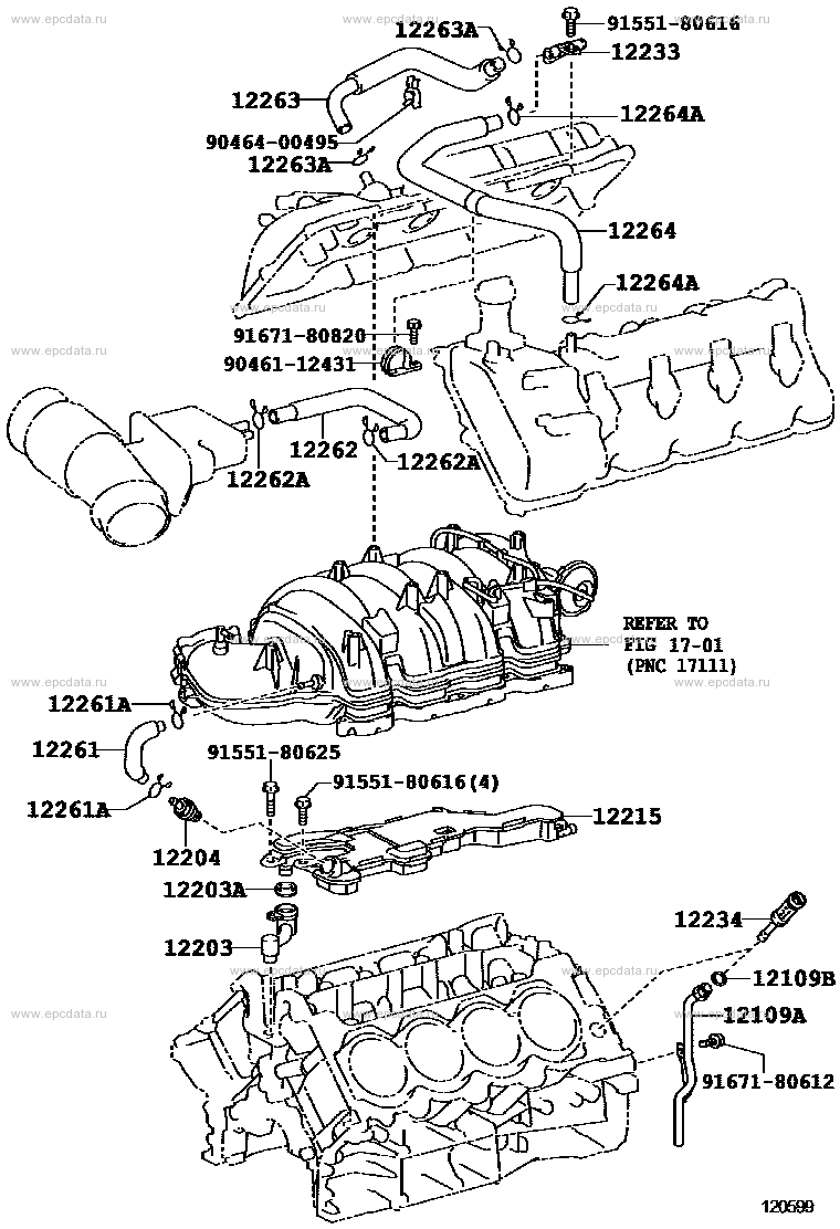 Ventilation hose for Toyota Land Cruiser 200, 11 generation 09.2007 ...