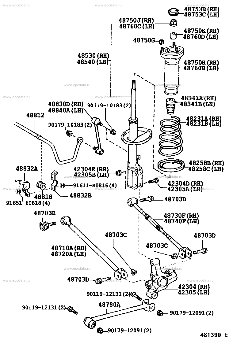 Toyota Camry XV30 rear spring & shock absorber, 6 generation 07.2001 ...