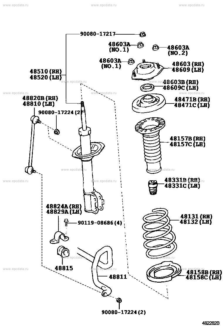 Toyota Camry XV40 front spring & shock absorber, 7 generation 01.2006 ...