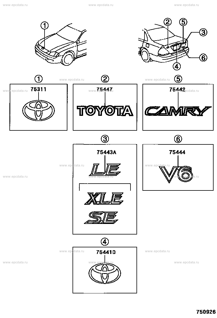 Toyota Camry Xv30 Emblem & Name Plate (exterior & Interior), 6 