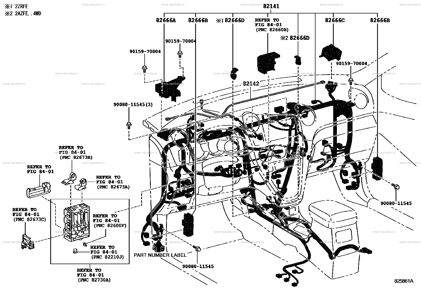 Wiring & Clamp For Toyota Corolla E140, 10 Generation 01.2008 - 09.2010 