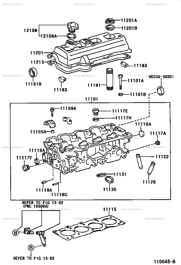 Toyota Camry XV20 cylinder head, 5 generation, restyling 08.1999 - 01. ...