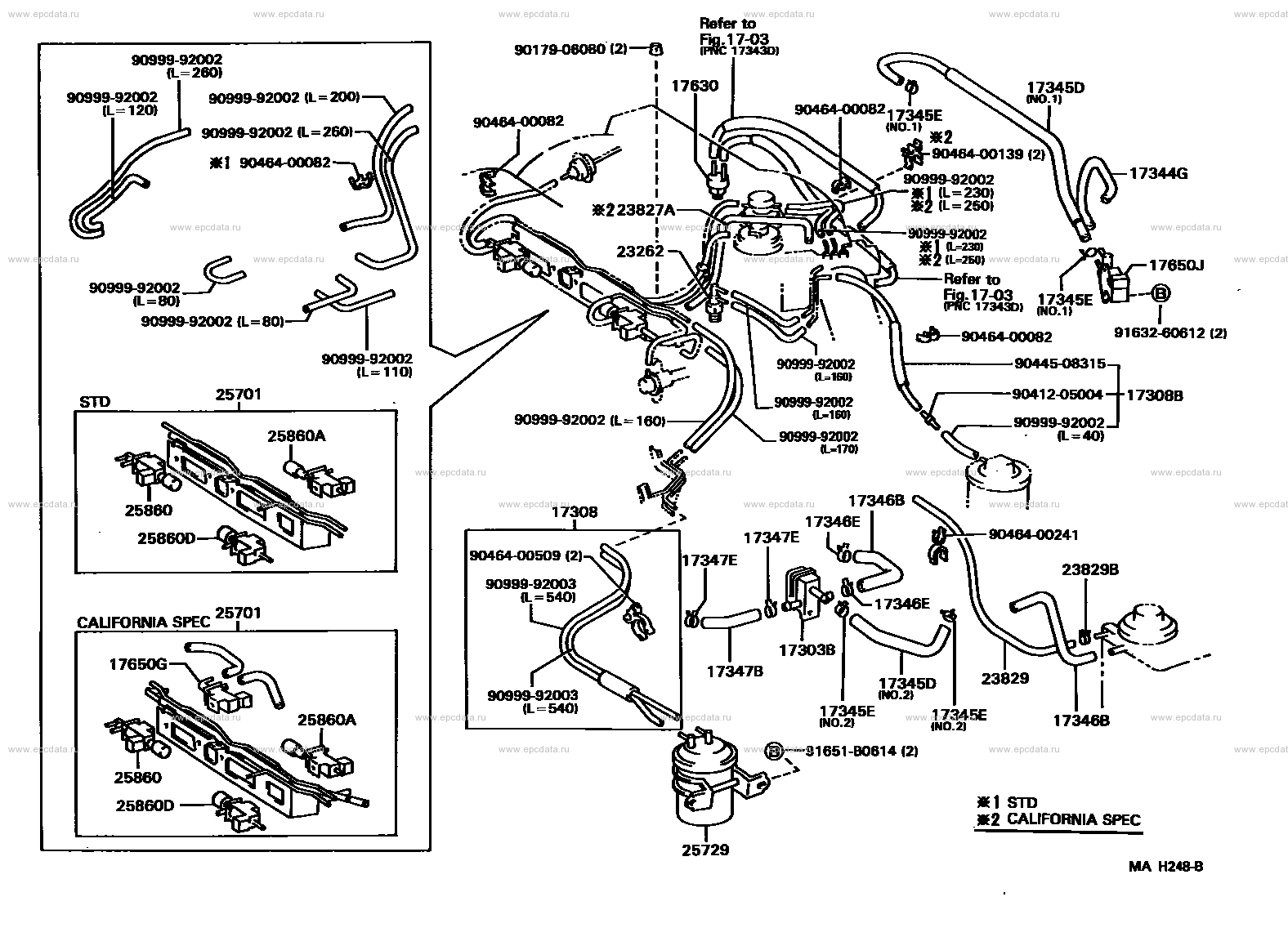 Vacuum piping for Toyota Avalon XX10, 1 generation 03.1994 - 09.1997 ...