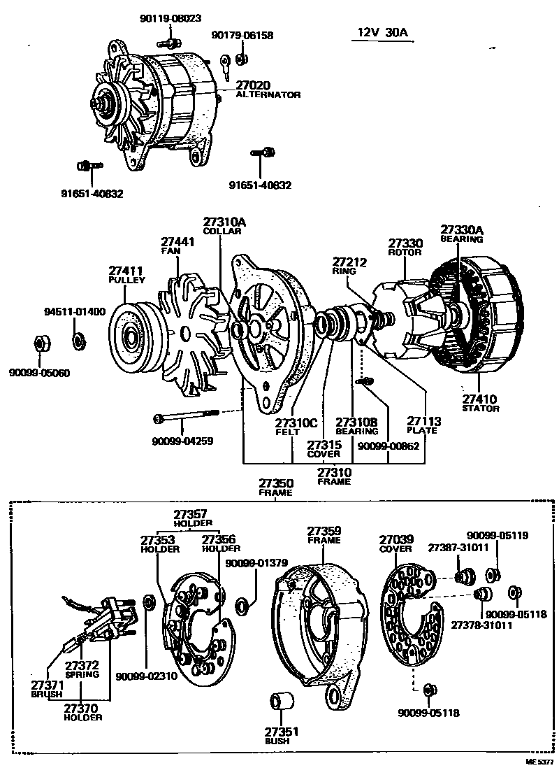 Alternator for Toyota Hilux RN20 - Genuine parts - Amayama