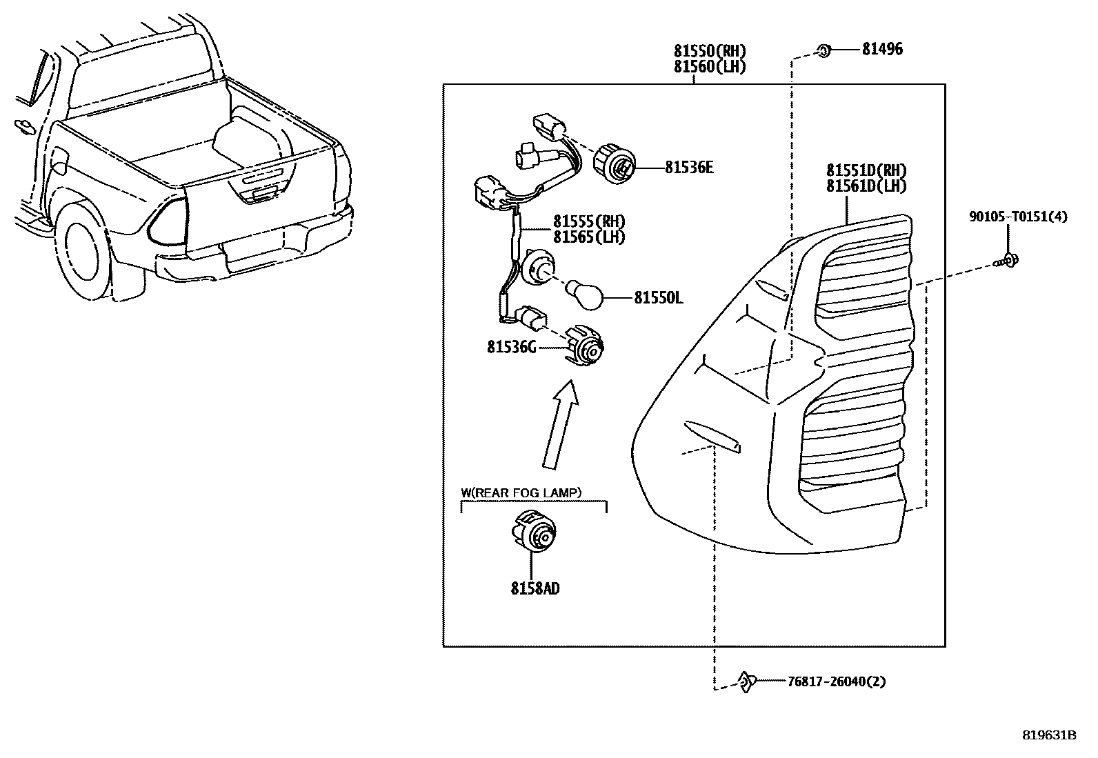 Rear combination lamp на Toyota Hilux GUN126L - Автозапчасти - Амаяма  (Amayama)