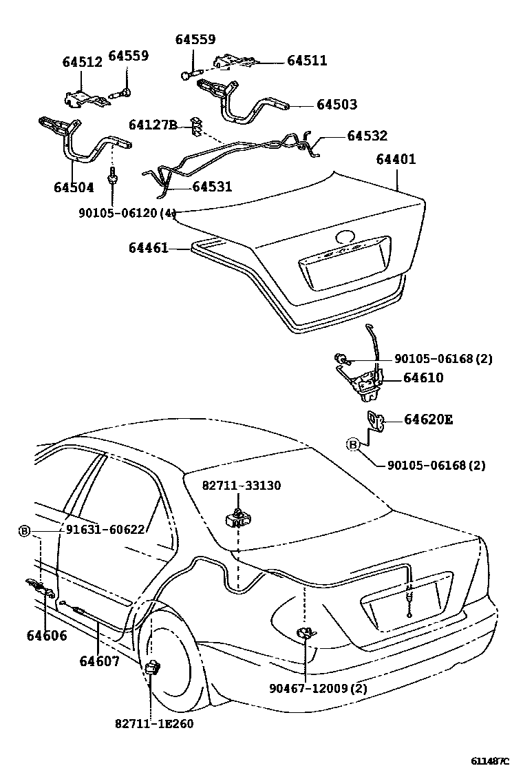 Luggage compartment door & lock на Toyota Камри MCV30L - Запчасти - Амаяма  (Amayama)