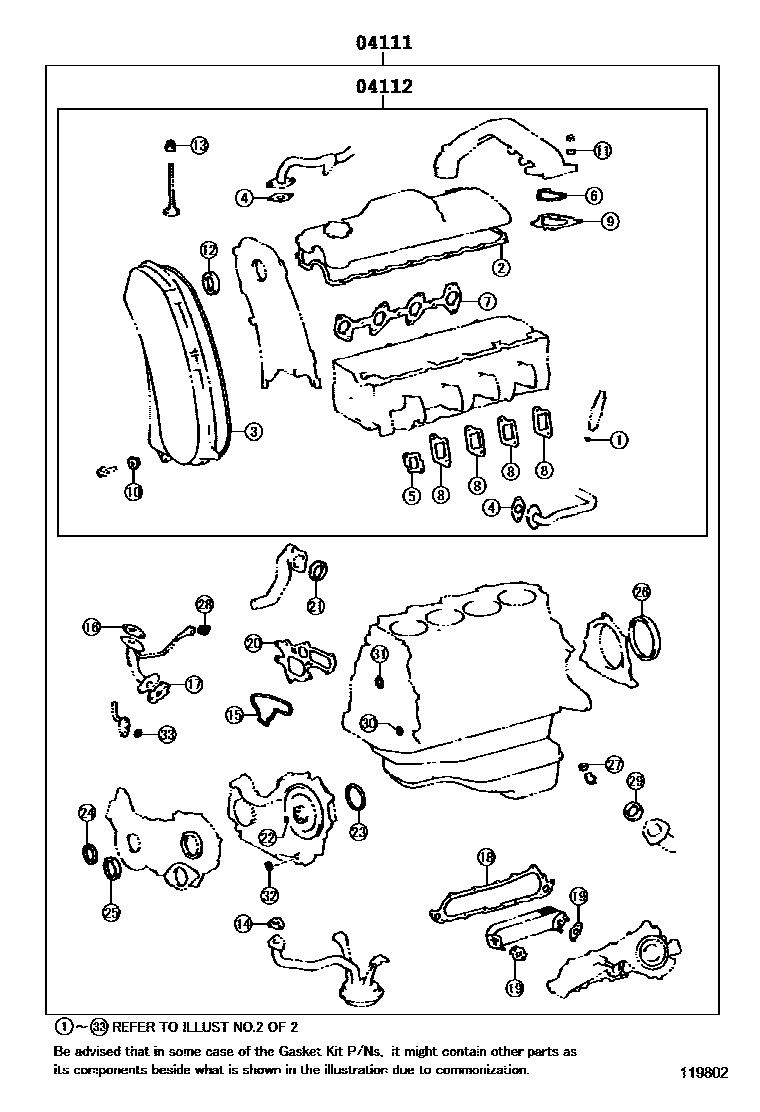 Engine overhaul gasket kit for Toyota Land Cruiser KZJ73LV-MNXW