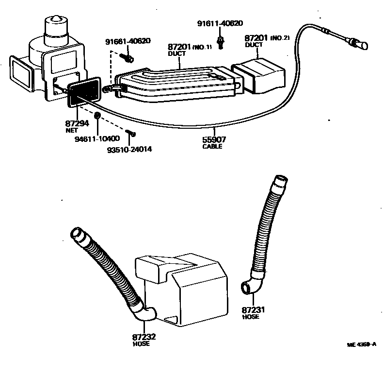 Heating u0026 air conditioning - control u0026 air duct for Toyota Land Cruiser  HJ45LP - Genuine parts - Amayama