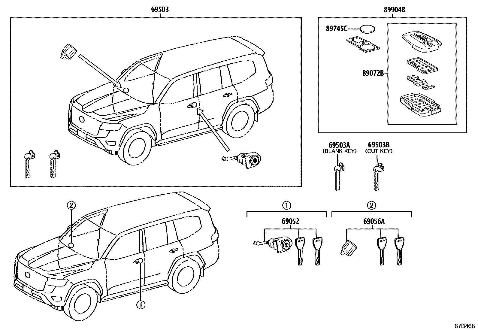 Комплект замков на Toyota Ленд Крузер FJA300L - Запчасти - Амаяма (Amayama)