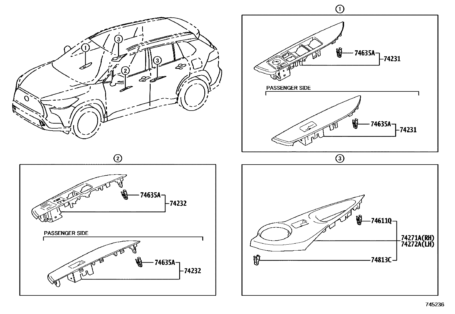 Ручки салона и солнцезащитные козырьки на Toyota Corolla Cross MXGA10L -  Запчасти - Амаяма (Amayama)