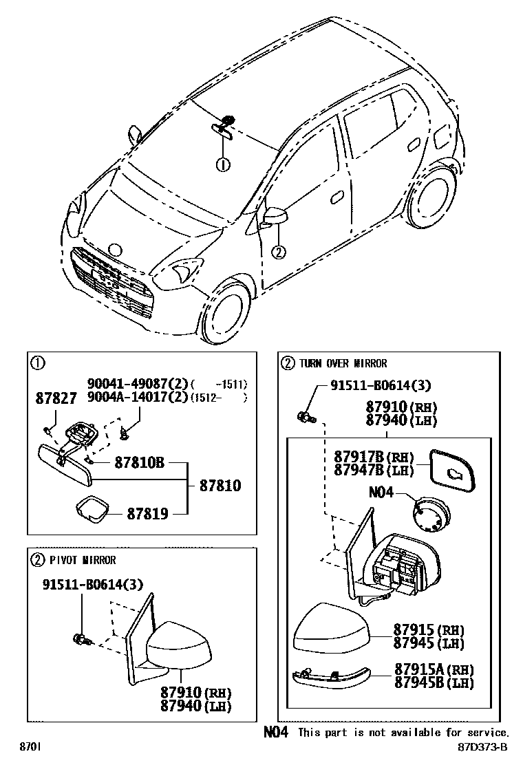 Зеркала на Toyota Agya / Wigo B100LA - Запчасти - Амаяма (Amayama)