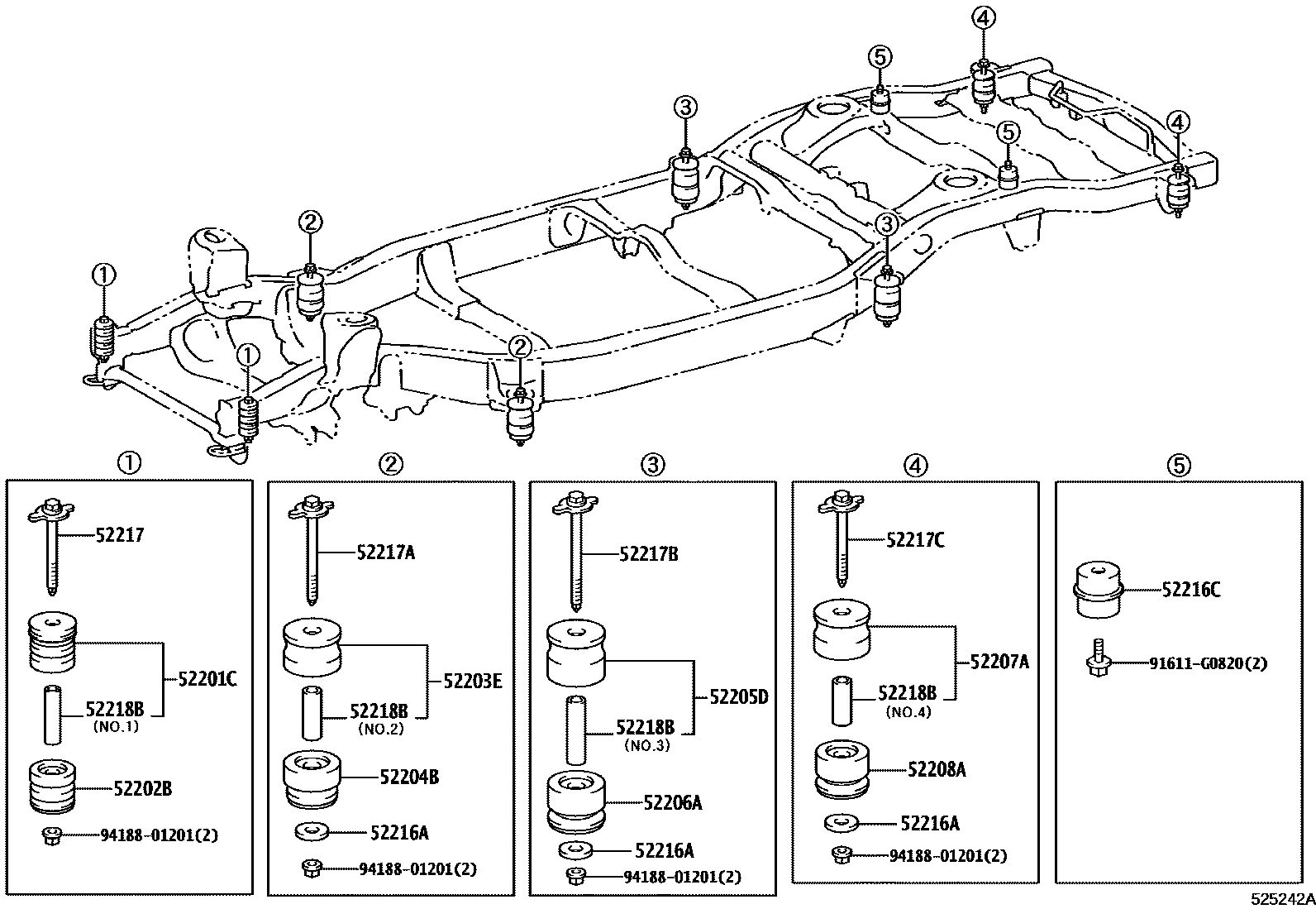 Опоры крепления кузова к раме на Тойота Land Cruiser VDJ200L - Автозапчасти  - Амаяма (Amayama)