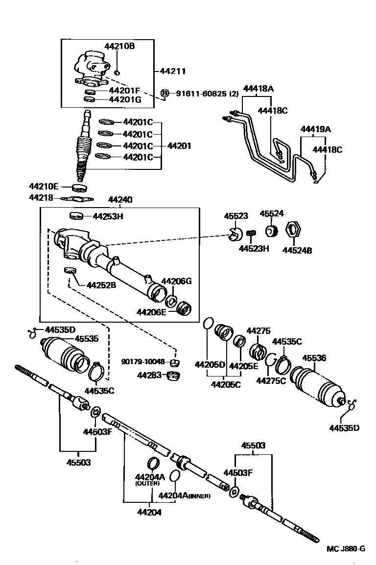 Front steering gear & link for Toyota Starlet EP80L - Auto parts - Amayama