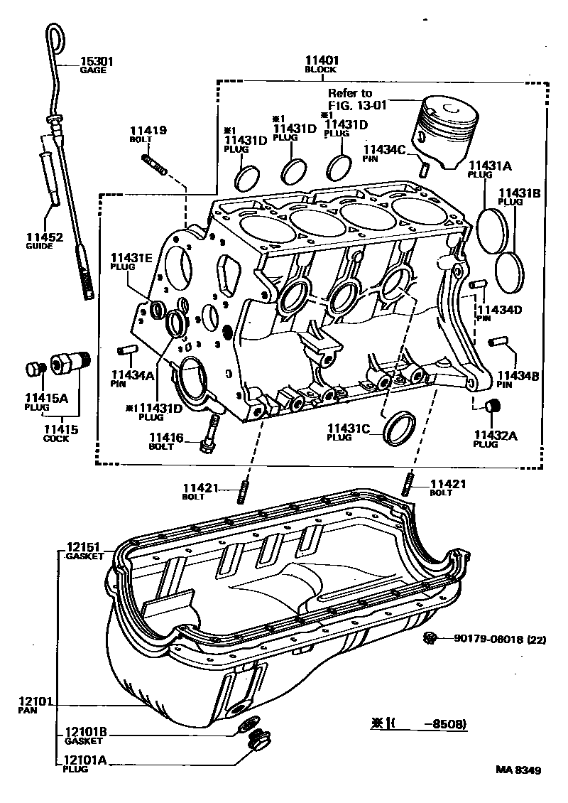 Cylinder block for Toyota Corolla KE70L - Auto parts - Amayama