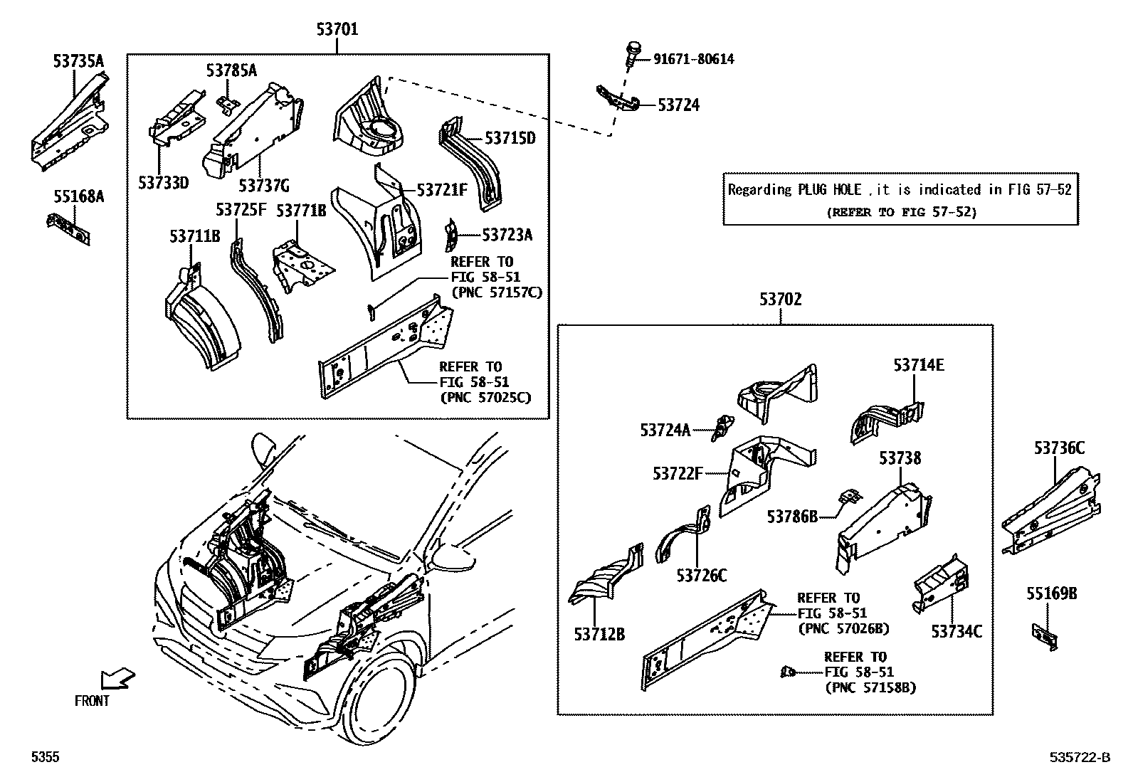 Front fender apron & dash panel for Toyota Rush F850RE-GQQFM