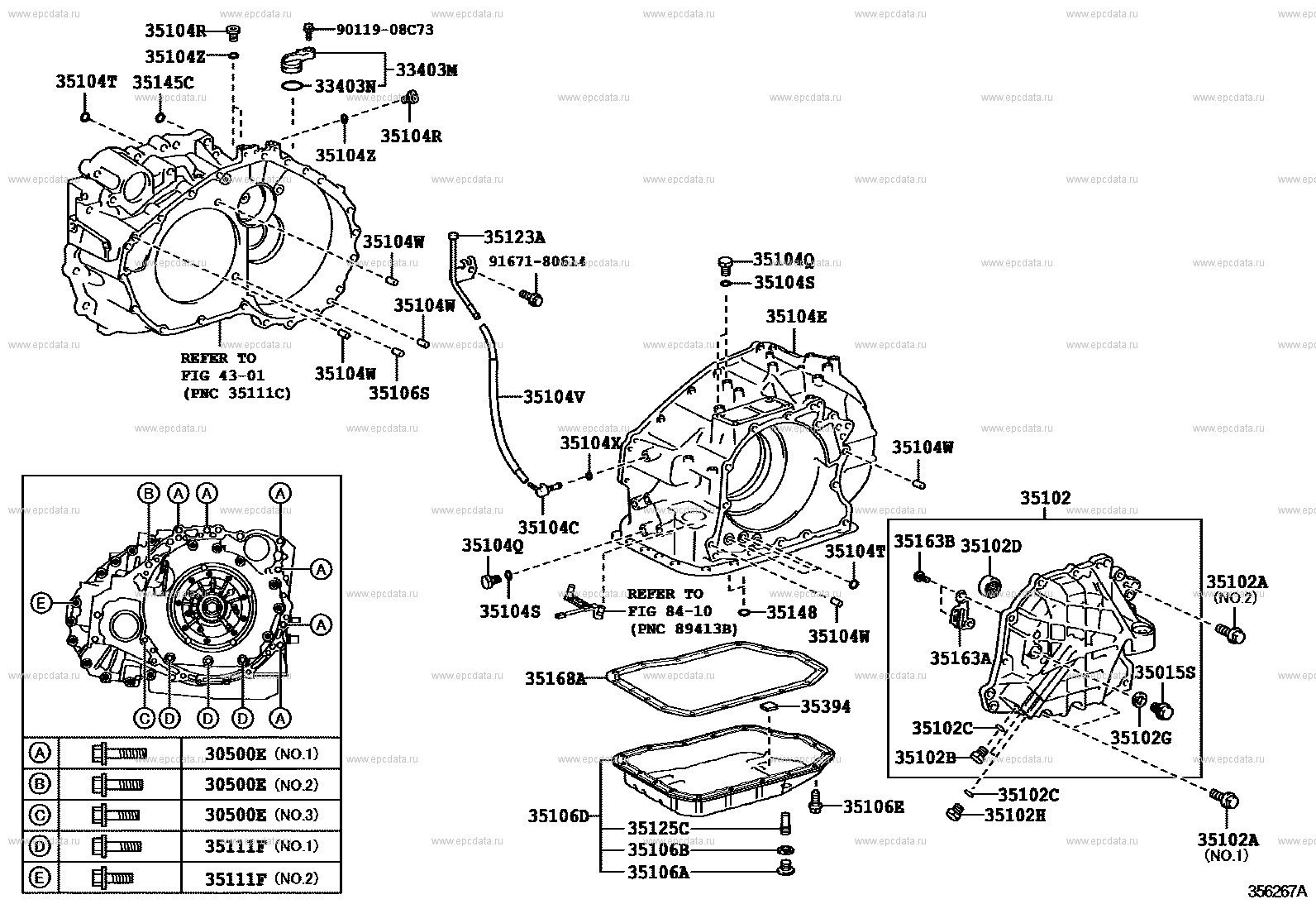 Transmission case & oil pan (atm) for Toyota Mark X Zio NA10, 1
