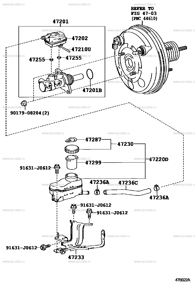 Brake master cylinder for Toyota Wish XE20, 2 generation