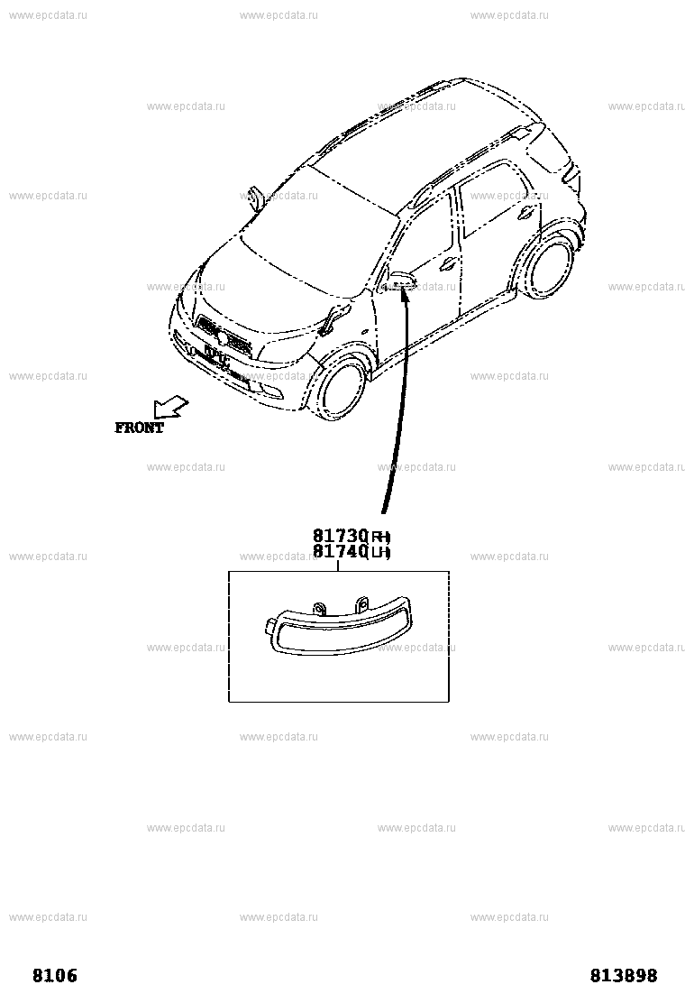 Боковые сигнальные лампы поворотов для Toyota Rush J200, 1 поколение  01.2006 - 10.2008 - Запчасти для Toyota - Каталоги оригинальных запчастей -  Амаяма (Amayama)