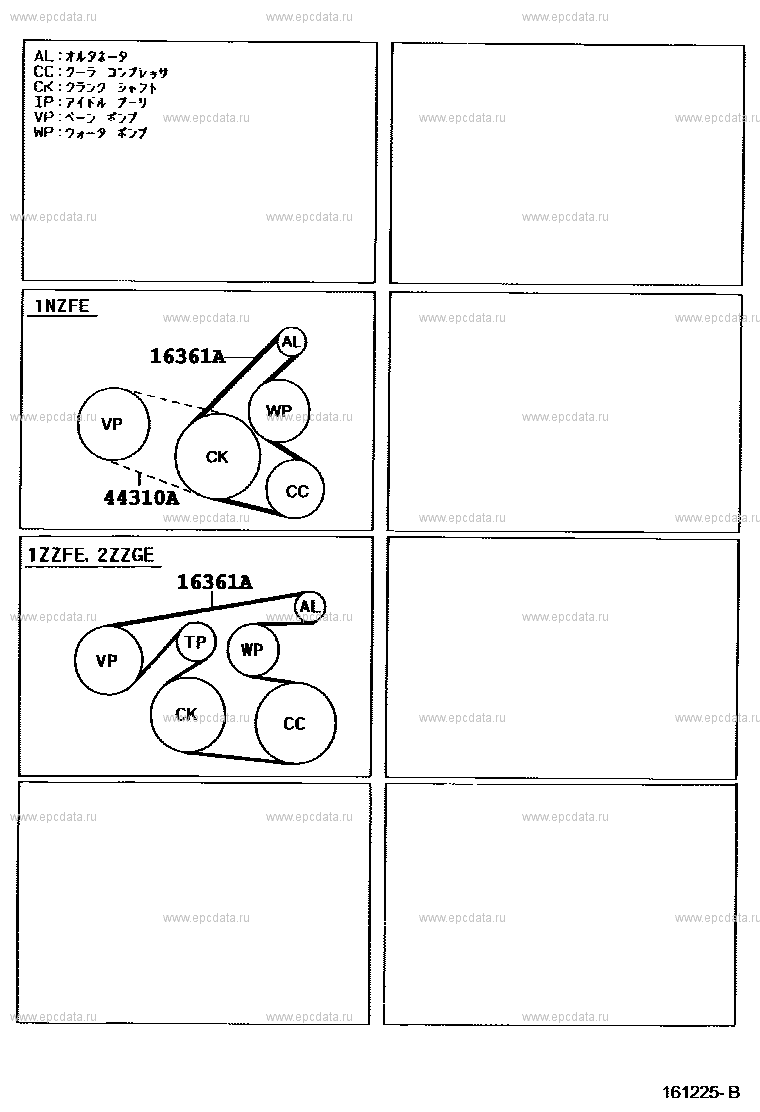 1 zz схема приводного ремня