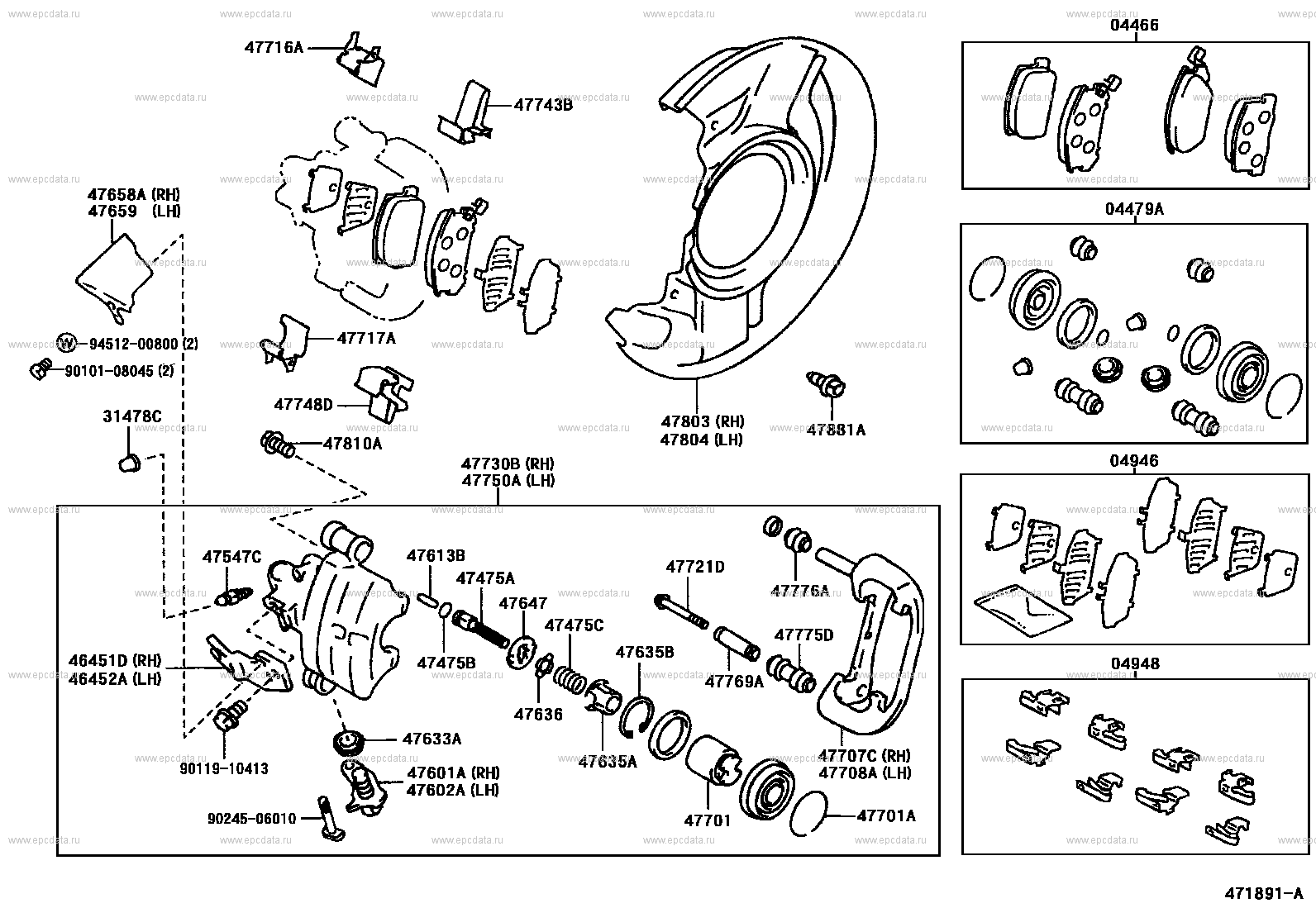 Rear disc brake caliper & dust cover for Toyota MR-S W30, 3 generation ...