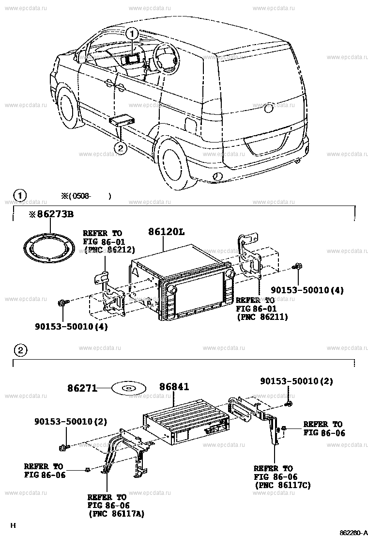 テレビ BW60 Navigation & front monitor display for Toyota Voxy R60, 1