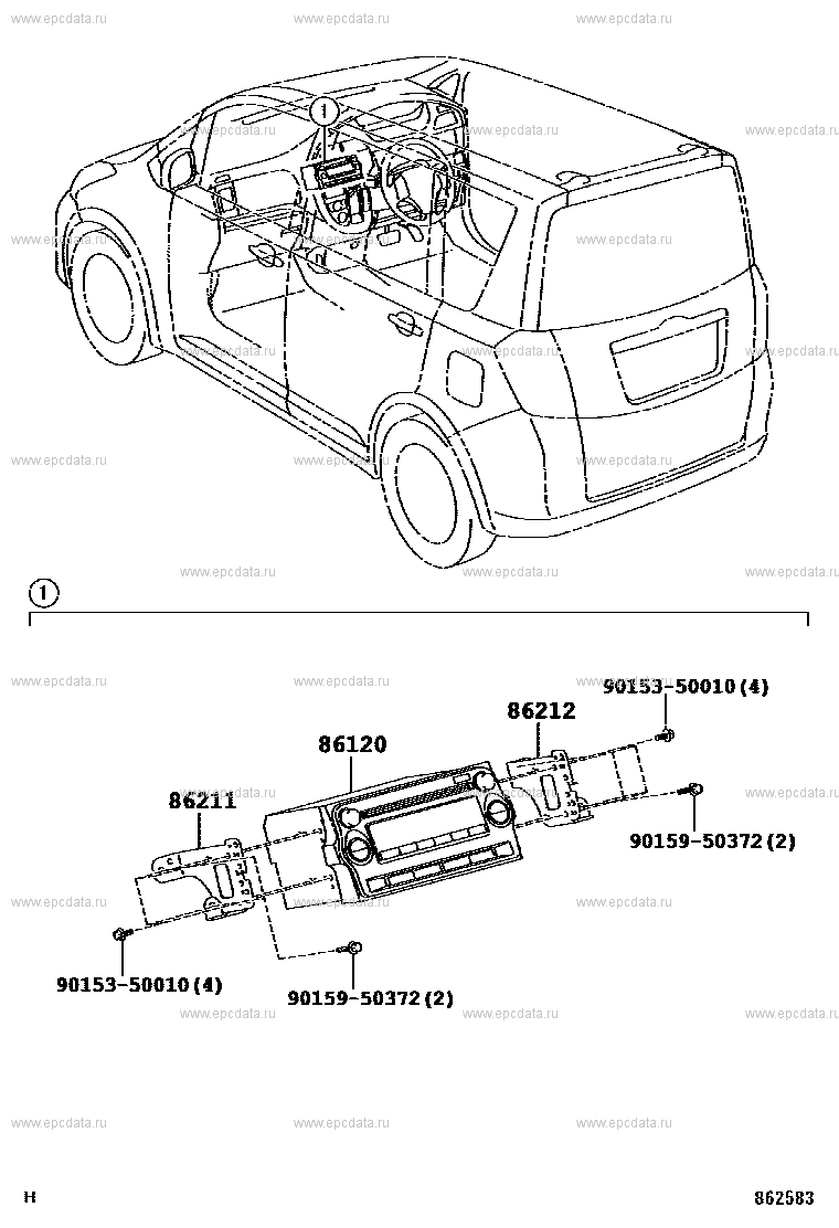 Радио и магнитофон для Toyota Ractis P100, 1 поколение 10.2005 - 11.2007 -  Запчасти для Toyota - Каталоги оригинальных запчастей - Амаяма (Amayama)