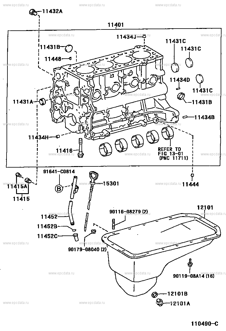 Cylinder Block For Toyota Land Cruiser Prado J90, 2 Generation 05.1996 