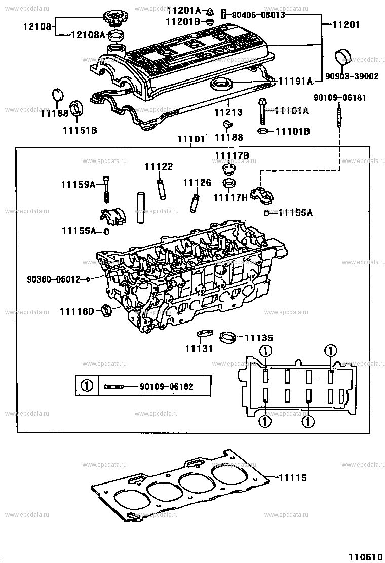 Cylinder head for Toyota Raum Z10, 1 generation 05.1997 - 07.1999