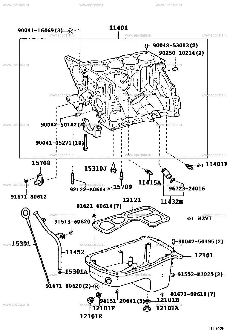 Cylinder block for Toyota Cami J100, 1 generation, restyling