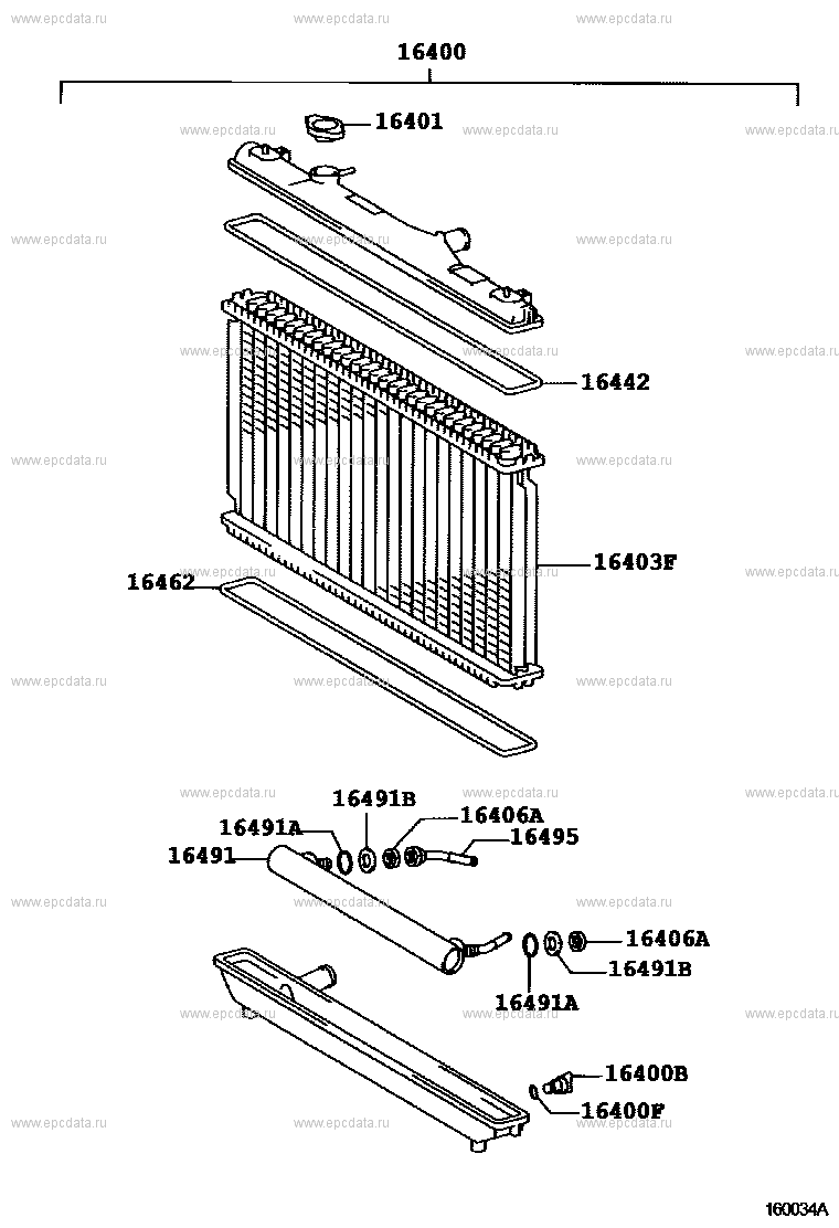 Radiator & water outlet for Toyota Camry Gracia XV20, 1 generation