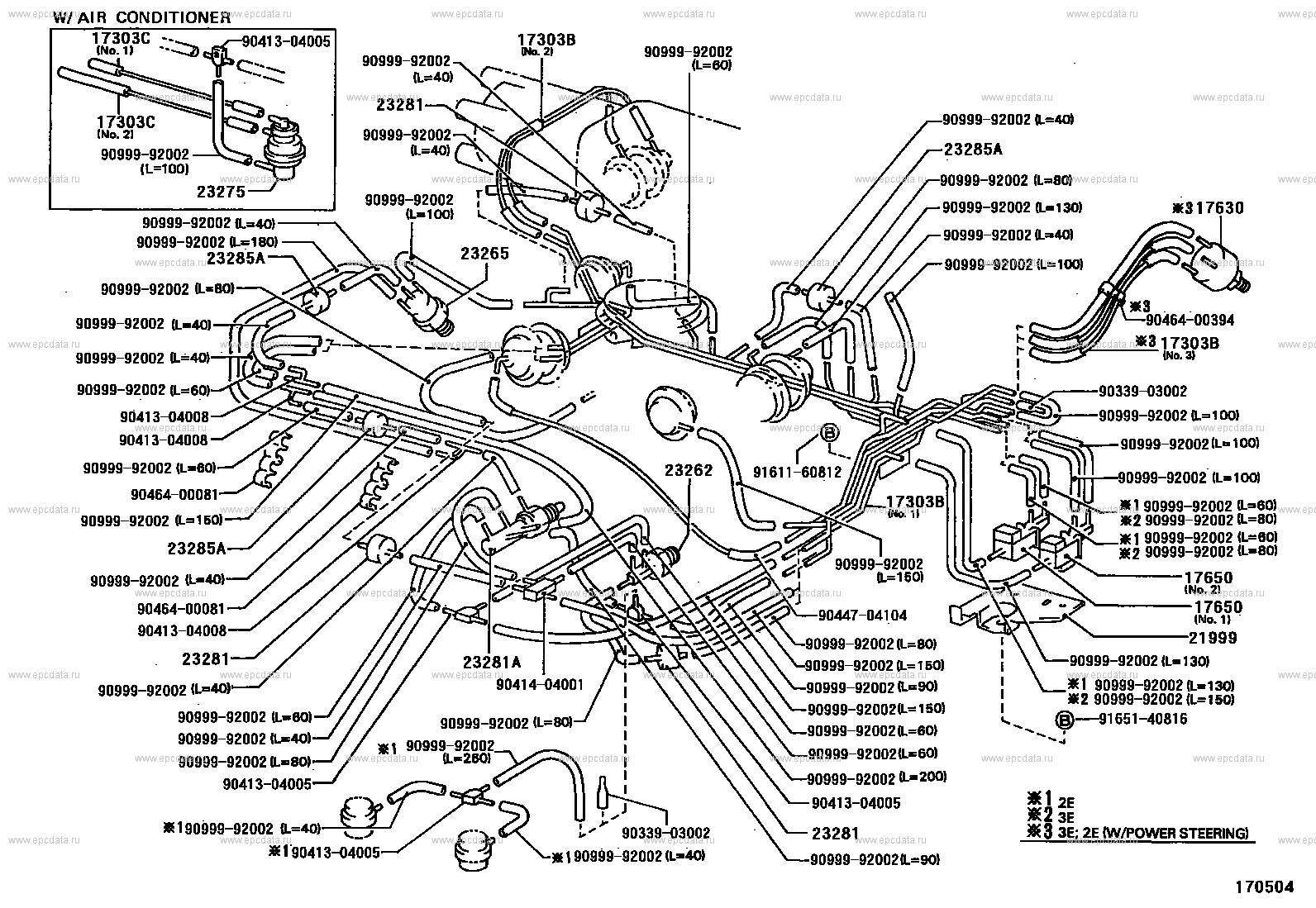 Vacuum piping for Toyota Corolla E100, 7 generation 09.1991 - 06.2002 ...