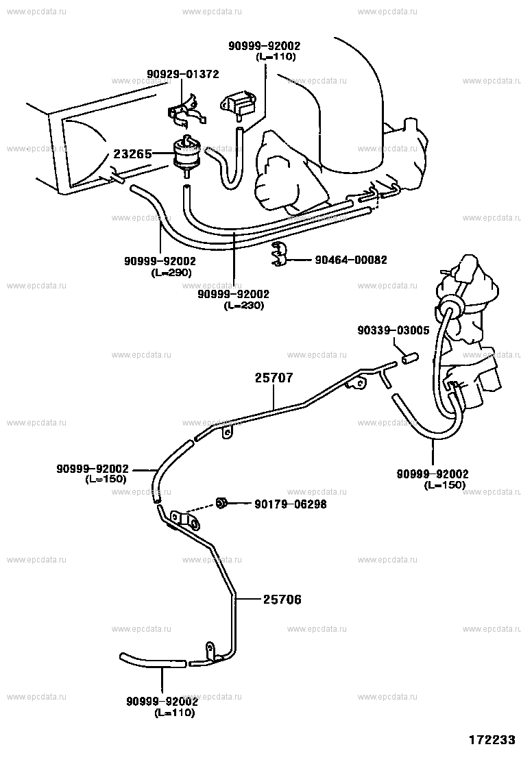 HD660S＋TRIPOWIN GranVia Vacuum piping for Toyota Granvia xH10, 1 generation, 2 restyling
