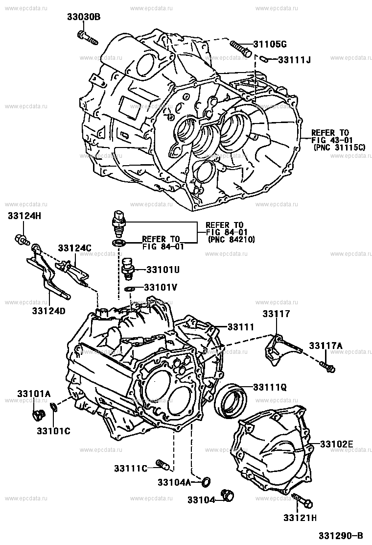 Clutch housing & transmission case (mtm) for Toyota RAV4 XA20, 2 