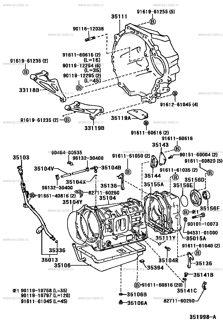 Transmission case & oil pan (atm) for Toyota Mega Cruiser XD20, 1 