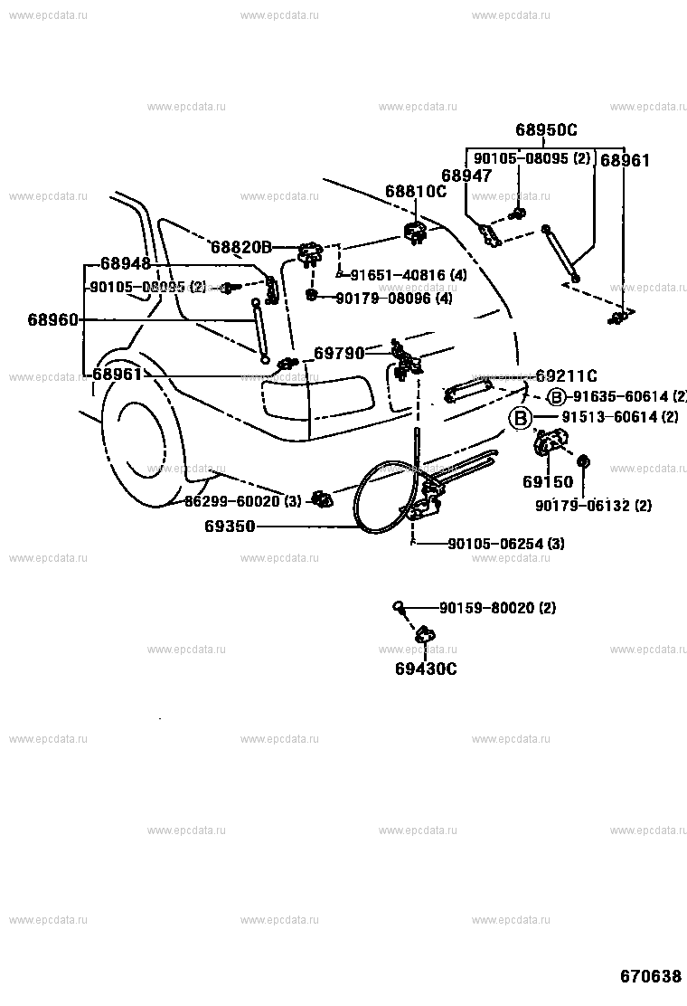 Дверь багажника замок и ручка для Toyota Mark II Wagon Qualis XV20, 1  поколение 04.1997 - 07.1999 - Запчасти для Toyota - Каталоги оригинальных  запчастей - Амаяма (Amayama)